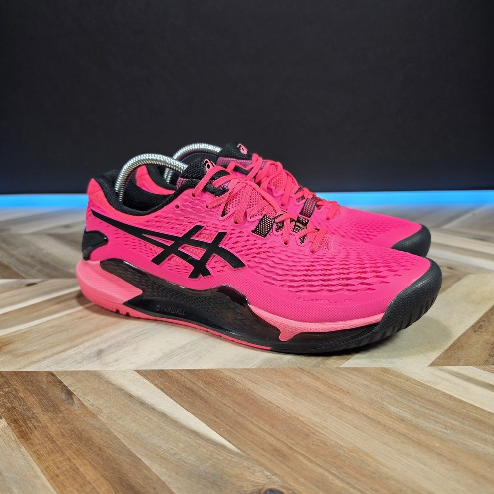 ASICS GEL-Resolution 9 Mens Size 9 Hot Pink & Black Tennis Shoes 1041A375